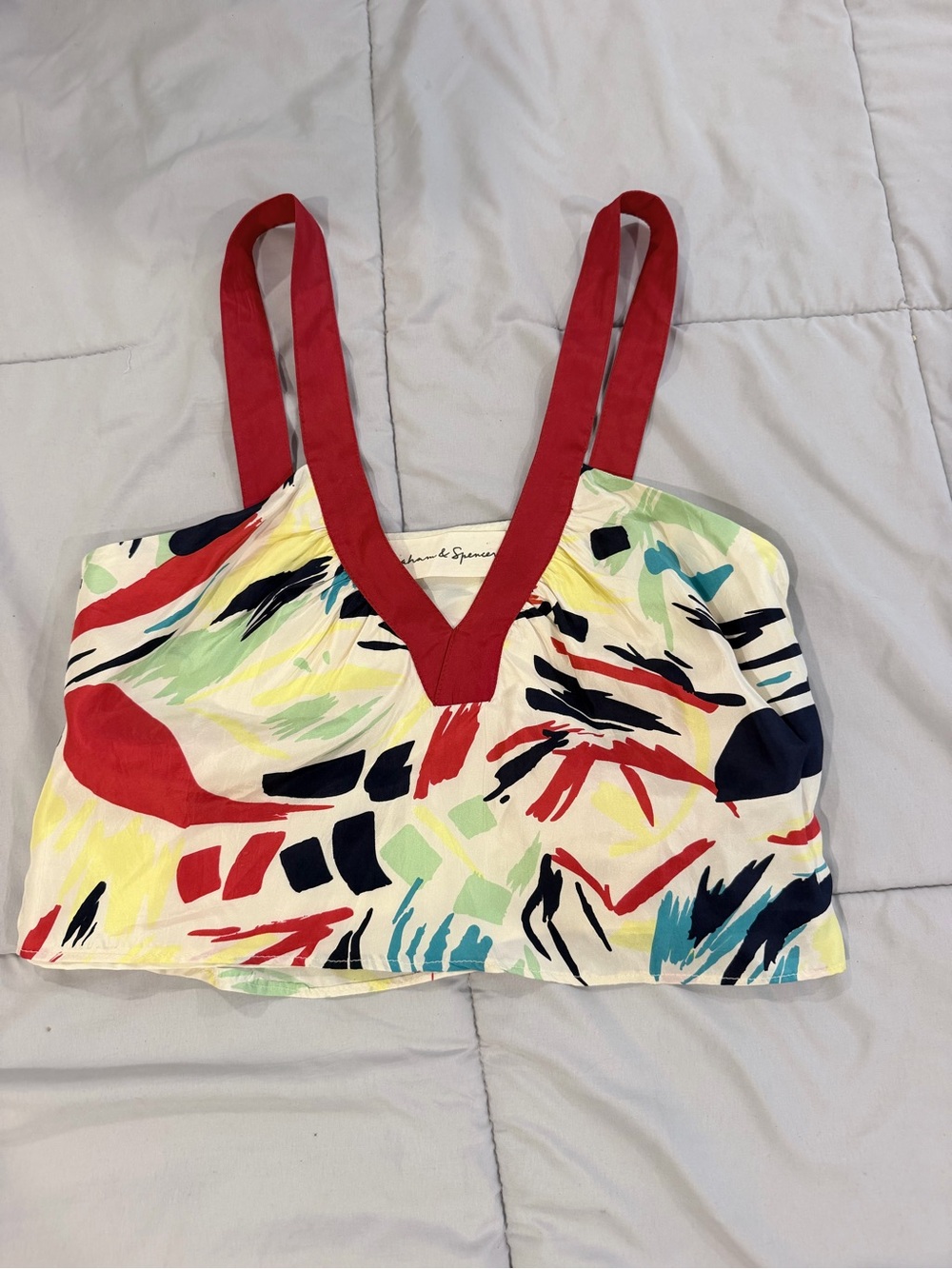 Graham & Spencer silk Abstract Print Crop Tank Top